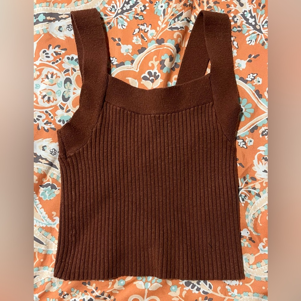 Abercrombie & Fitch Brown Ribbed Knit Tank Top size XS